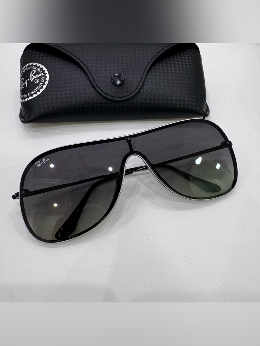 Ray-Ban Black Shield Sunglasses with Gradient Lenses